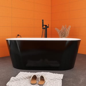 67 in. x 31 in. Soaking Bathtub with Center Drain in Black