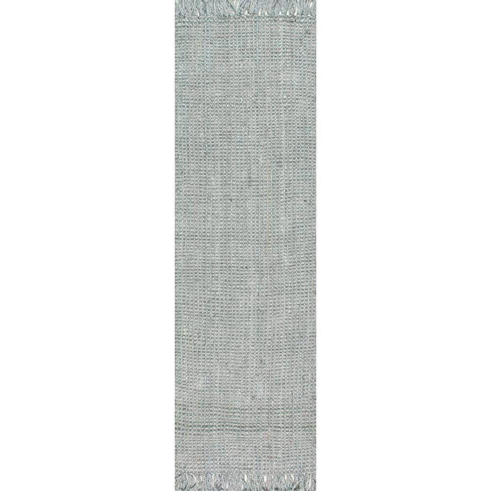 Gray Handmade Braided Jute Runner Rug 2'6" x 12'