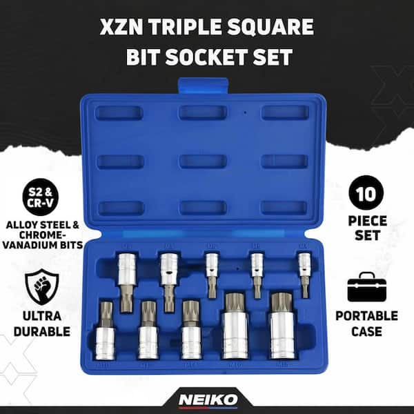 NEIKO 1/4 in. 3/8 in. and 1/2 in. Drive Metric Triple Square