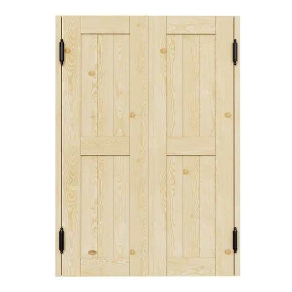 Cafe Door 30 in. x 42 in. Double Panel Unfinished Indoor Vacant Doorway Pine Wood Swinging Saloon Door With Hardware
