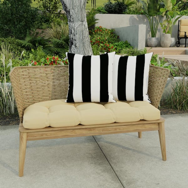 Jordan Manufacturing 18 in. L x 18 in. W x 4 in. T Outdoor Throw Pillow in Cabana Black (2-Pack)