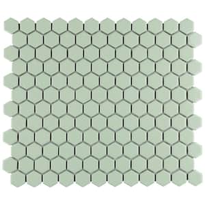 Metro Hex 1 in. Glossy Mint 10-1/4 in. x 11-7/8 in. Porcelain Mosaic Tile (8.65 sq. ft./Case)