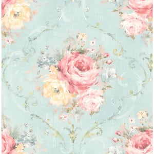 Bouquet GreenandRose Paper Non-Pasted Strippable Wallpaper Roll (Cover 56.05 sq. ft.)