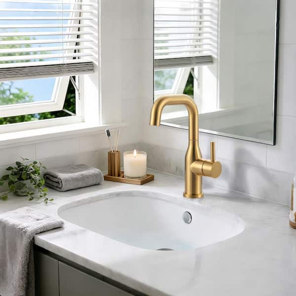 Single Handle Deck Mounted Bar Faucet Deckplate Not Included in Brushed Gold