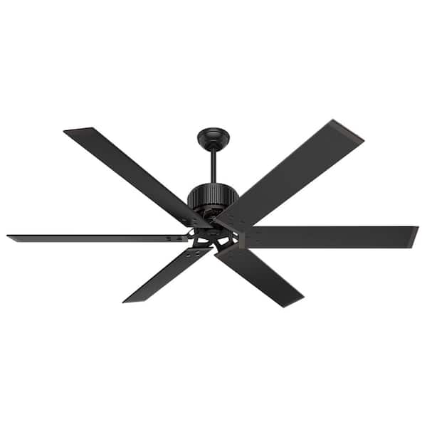 Hunter HFC-72 72 in. Indoor/Outdoor Matte Black Ceiling Fan with Wall Control For Patios or Bedrooms