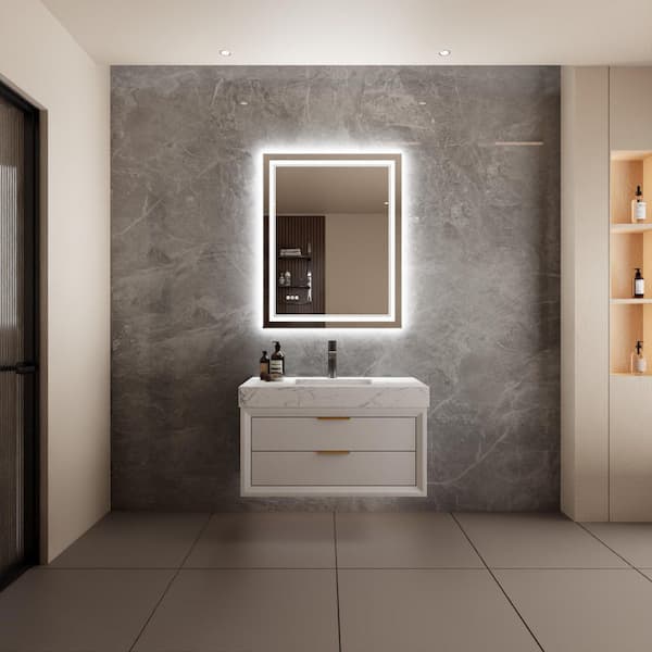 Unbranded 40 in. W x 32- in. H Rectangular Frameless Wall Mounted LED Bathroom Vanity Mirror in Silver
