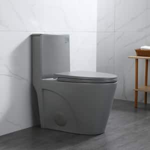 One-Piece 1.1/1.6 GPF Dual Flush Elongated Toilet in Light Grey
