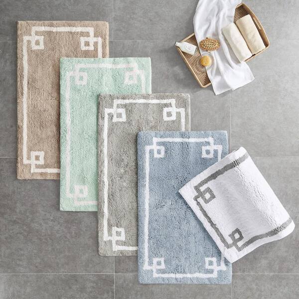 Ethan 24 in. x 40 in. Seafoam Tufted Cotton Rectangle Bath Rug