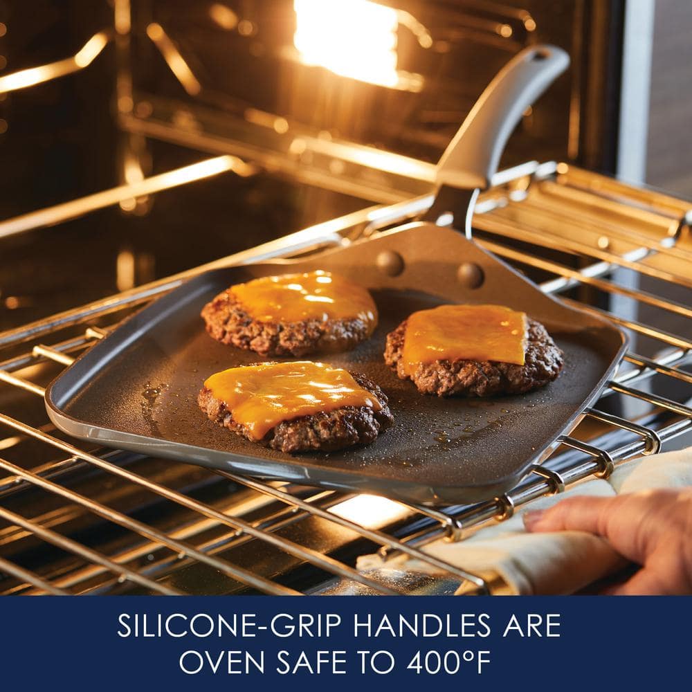 Gray Nonstick Aluminum Square Stovetop Griddle Pan, 11-Inch