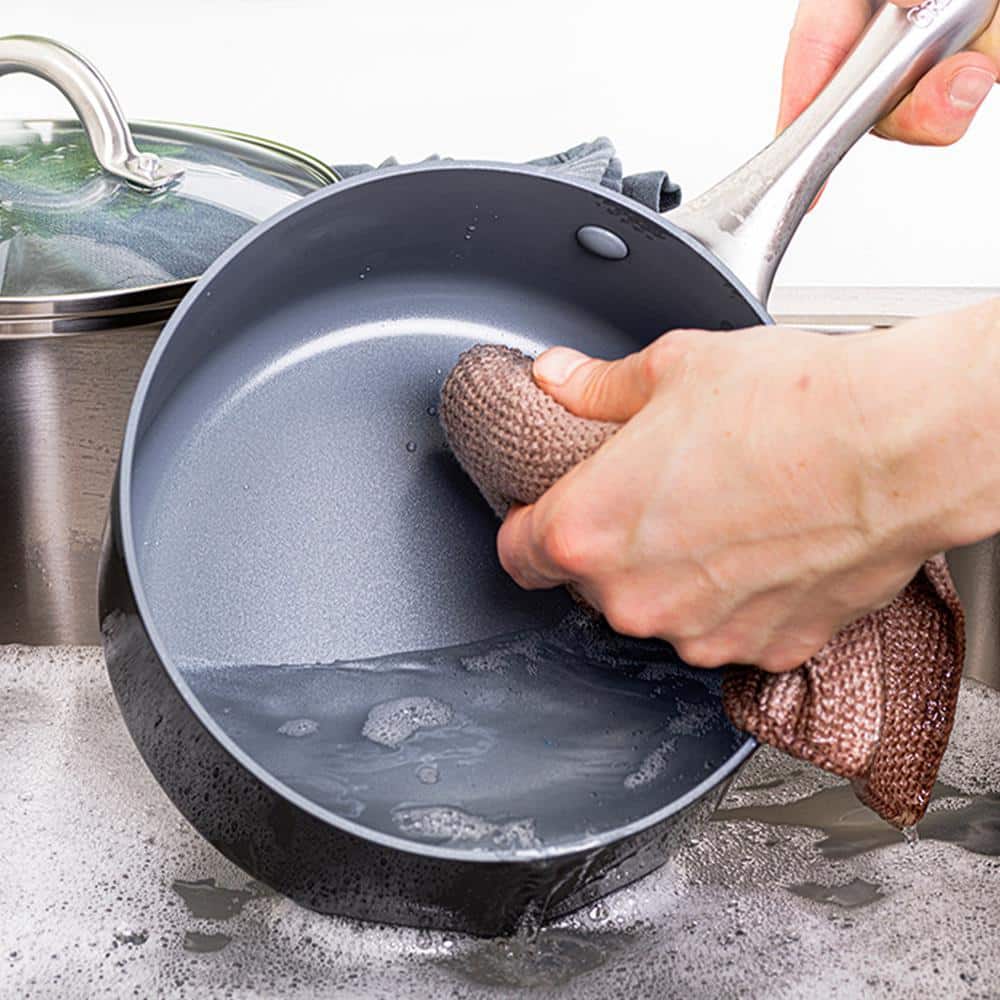 Gray Ceramic Nonstick 18-Piece Cookware Set with Stainless Steel Handles