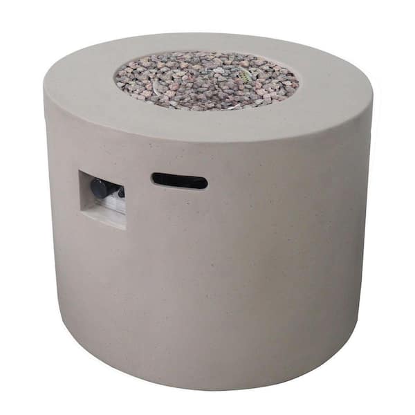31 in. Round MGO Fire Pit, 40,000 BTU, Lightweight Concrete, No Assembly,Handcrafted Outdoor Patio Fire Table,Light Grey