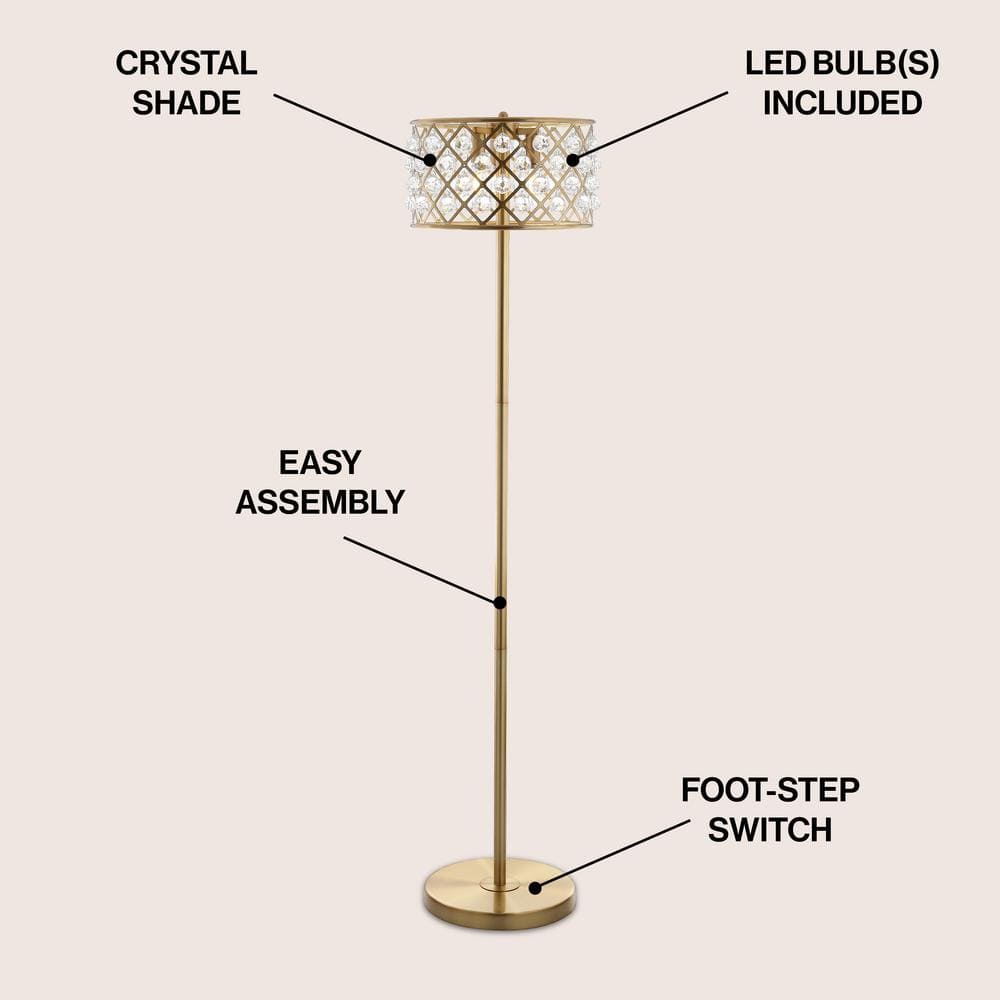 Elizabeth 60" Antique Gold Crystal Beaded Ambient Floor Lamp