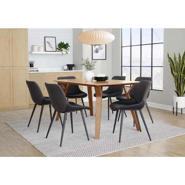 Outlaw Industrial 2-Tone Chair in Black Faux Leather and Grey Fabric (Set of 2)