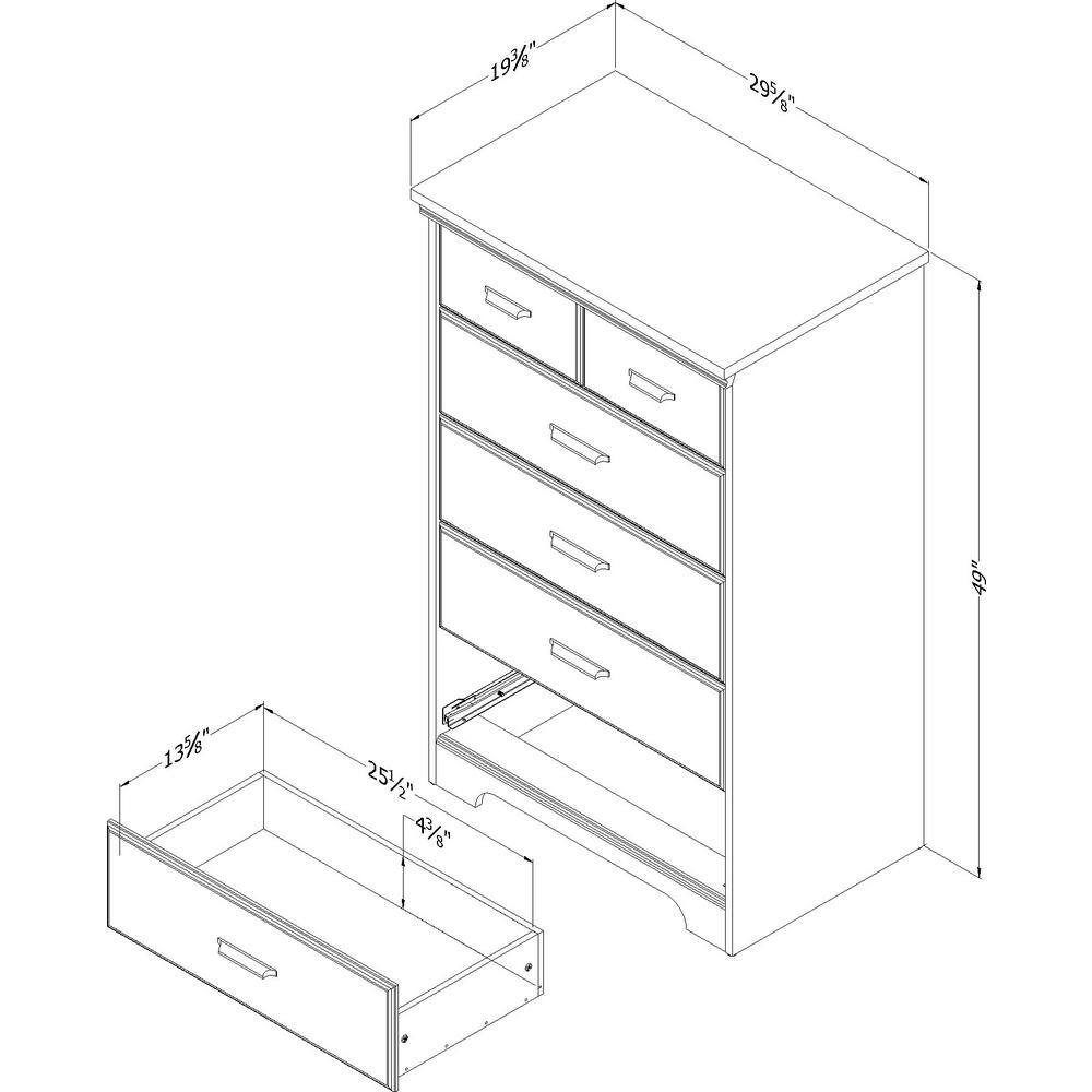 Versa 5-Drawer Rubbed Black Dark Wood Dresser