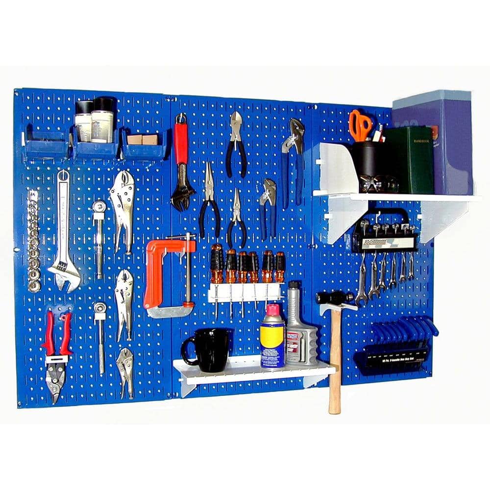 Have a question about Wall Control 32 in. x 48 in. Metal Pegboard Standard Tool  Storage Kit with Blue Pegboard and White Peg Accessories? - Pg 2 - The Home  Depot