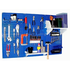32 in. x 48 in. Metal Pegboard Standard Tool Storage Kit with Blue Pegboard and White Peg Accessories