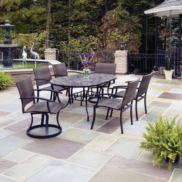 Home Styles Stone Harbor 7-Piece Patio Dining Set with Newport Swivel Chairs