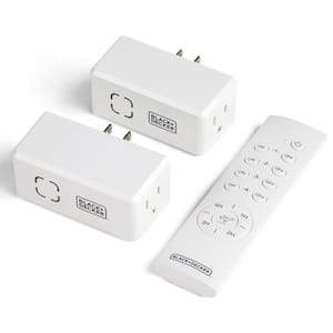 Black + Decker Set of 2 Wireless Remote-Control Timer Outlets ,White