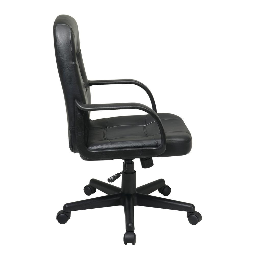 Black Leather Swivel Executive Chair with Plastic Base