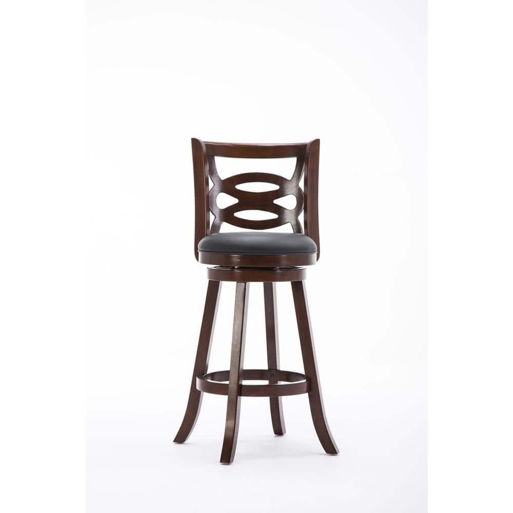 Cappuccino Leatherette 360 Swivel Wood Barstool