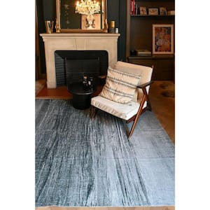 Grey North Shore Inspired Contemporary Machine Washable 4'11" x 6'7" Rectangle  Abstract Polyester Area Rug
