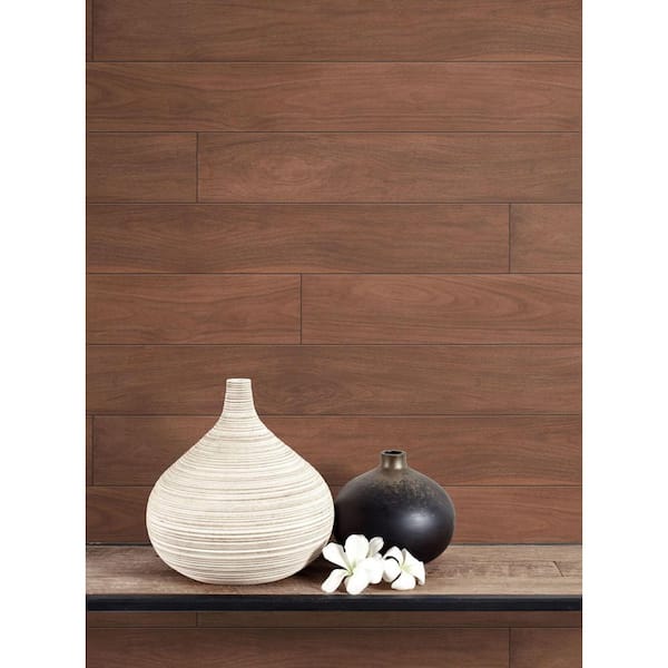Mahogany Teak Planks Peel and Stick Wallpaper 30.75 sq. ft.