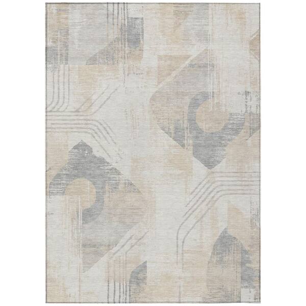 Chantille Machine Washable Indoor/Outdoor Abstract ACN3137 Ivory 5 ft. x 7 ft. 6 in. Area Rug