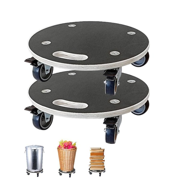 2-P 15 in. Wood Furniture Dolly with 2 in. Silent Wheels 550 lbs. Capacity Brakes Included-Heavy Duty Plant Movers Caddy