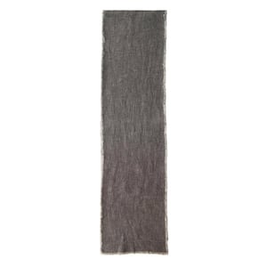 14 in. W x 108 in. L Gray Linen Blend Table Runner with Frayed Edges