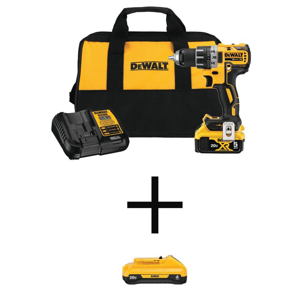 DEWALT 20V MAX XR Lithium-Ion Cordless Brushless 1/2 in. Drill/Driver,(1) 5.0Ah Battery, (1) 4.0Ah Compact Battery, and Charger -  DCD791P1WDCB240