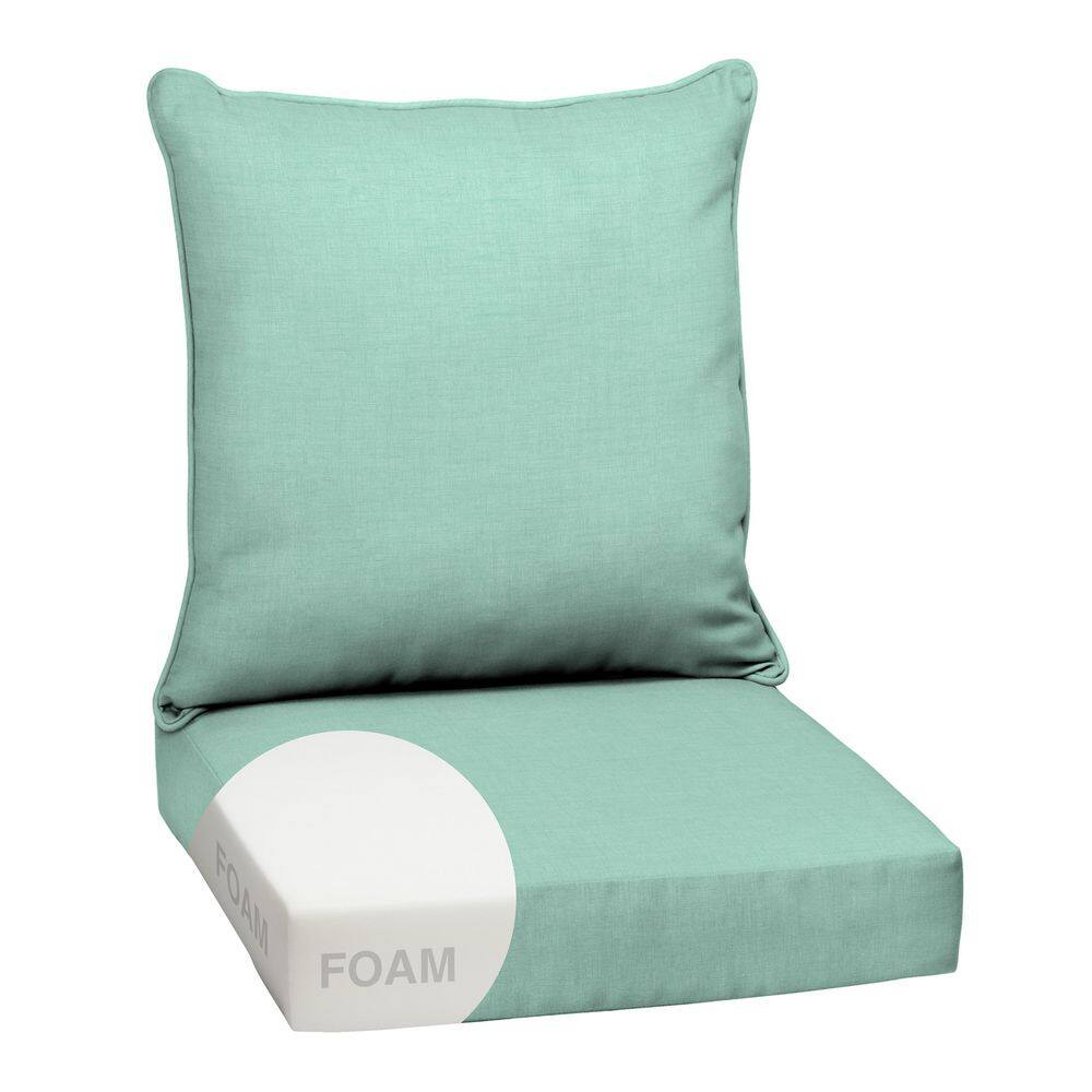 24 in. x 24 in. 2-Piece Foam Deep Seating Outdoor Lounge Chair Cushion in Aqua Leala price history on PriceWatchPro