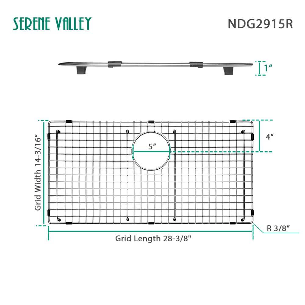 28.39" x 14.17" Stainless Steel Sink Grid with Rear Drain