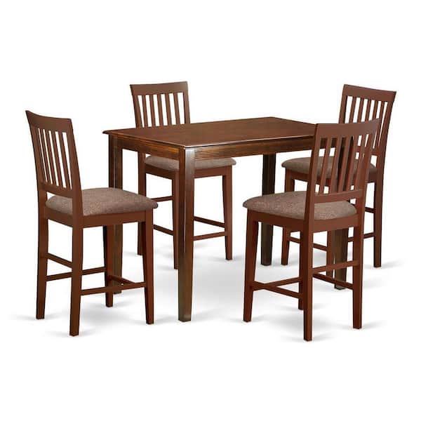 East West Furniture 5-Piece Mahogany Finish Solid Wood Top - Dining Room Set - Seats 4