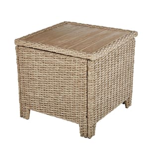 Amber Grove Brown Wicker Steel Frame Outdoor Accent Trunk Table