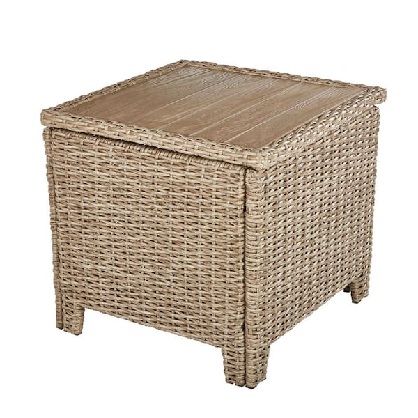 Hampton Bay Amber Grove Brown Wicker Steel Frame Outdoor Accent Trunk Table