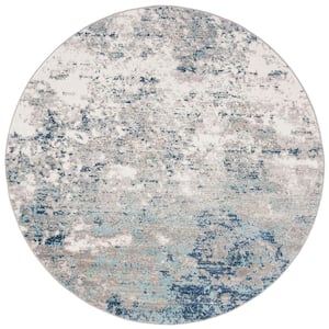 Brentwood Light Gray/Blue 10 ft. x 10 ft. Round Abstract Area Rug