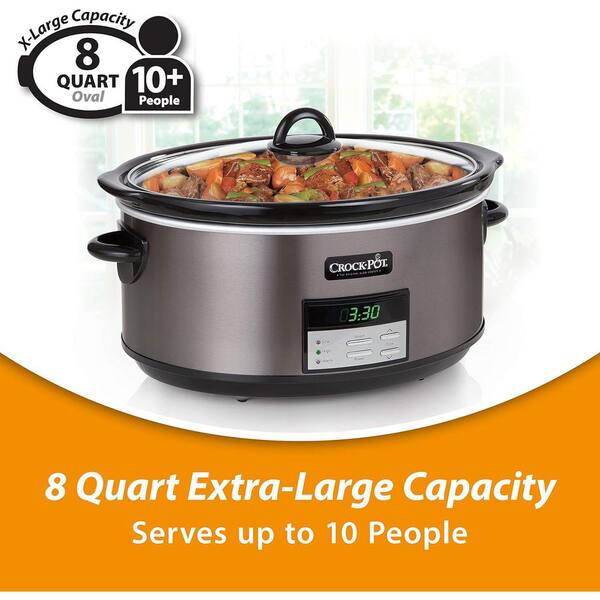 Large 8 Qt. Programmable Slow Cooker with Auto Warm Setting in