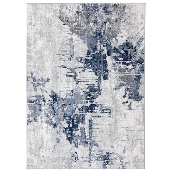 LUXE WEAVERS Cambridge Collection Contemporary Abstract Blue 8x10 Polypropylene Area Rug