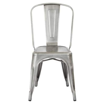 Bristow Brushed Silver Armless Metal Chair (4-Pack)