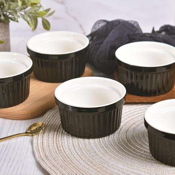 JFVKAF 6-Piece Round Porcelain Ramekin Set with Lids Ceramic