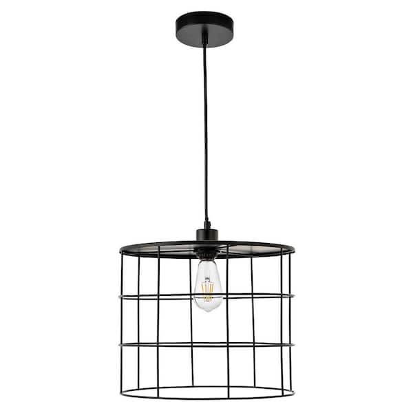 WINGBO 1-Light Industrial Hanging Cage Pendant Lights, Vintage Open Retro Style, Black