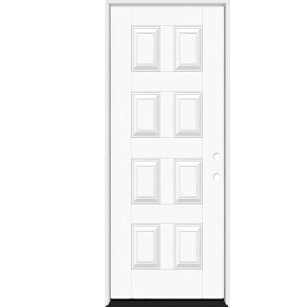 Regency 42 in. x 96 in. 8-Panel LHIS Unfinished Mahogany Fiberglass Prehung Front Door w/ 4-9/16 Jamb