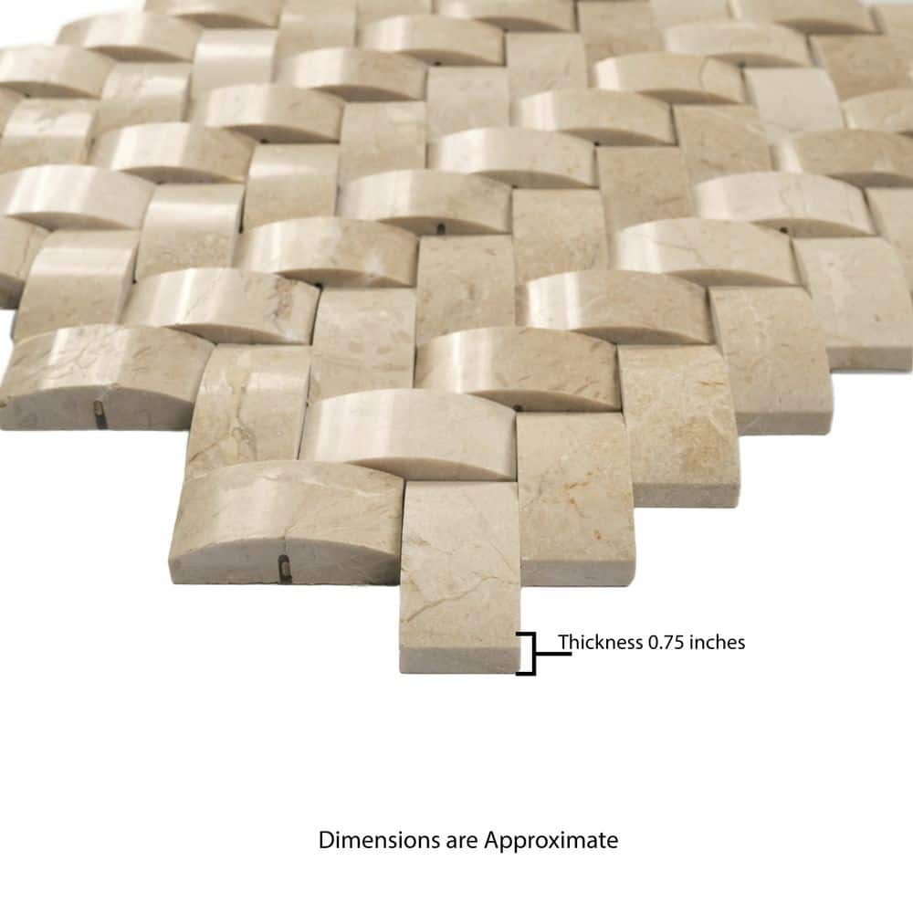 Beige Polished Marble Herringbone Mosaic Wall Tile