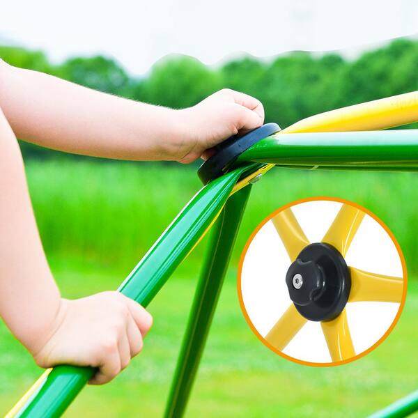 TIRAMISUBEST 12 ft. Multi-Colored Outdoor Dome Climber Jungle Gym Geometric Playground Kids Climbing Dome Tower, Green&Yellow