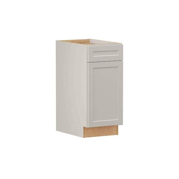 Designer Series Melvern 15 in. W x 24 in. D x 34.5 in. H Assembled Shaker Single Trash Can Base Cabinet in Heron Gray