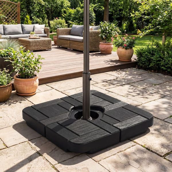 4-piece cantilever offset patio umbrella stand Clihome 4-Piece 188 lbs. Cantilever Offset Patio Umbrella Base in Black