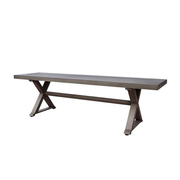 Unbranded Modern Outdoor Aluminum Dining Bench, Dark Gray
