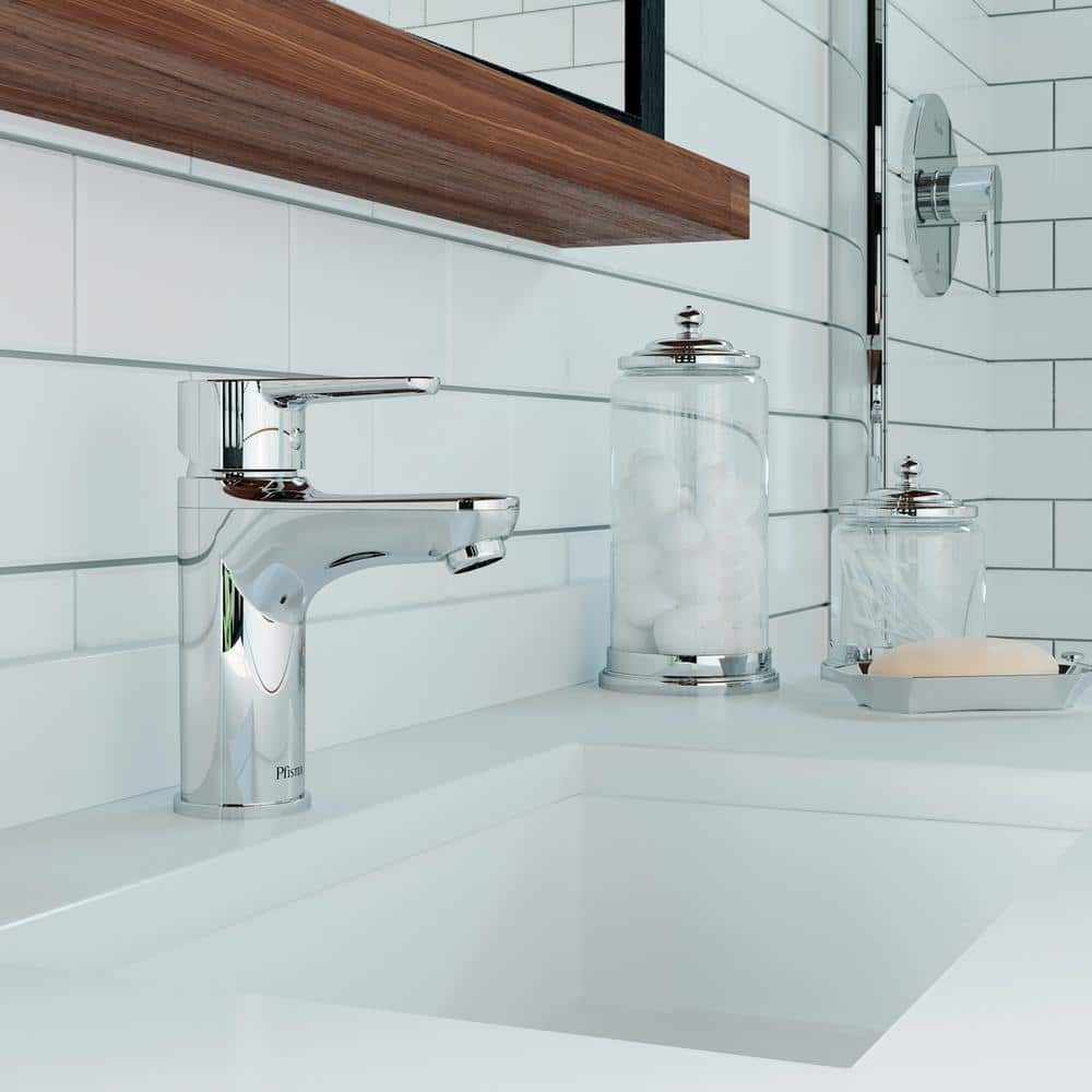 Polished Chrome Modern Single Hole Bathroom Faucet