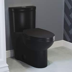 Sublime 1-piece 1.1/1.6 GPF Dual Flush Elongated Toilet in Matte Black, Seat Included