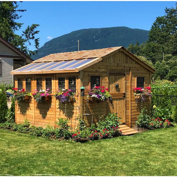 Sunshed 12 ft. x 12 ft. Western Red Cedar Garden Shed